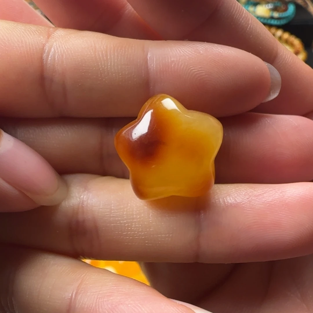 蜜蜡未镶嵌颈饰蜜蜡俏色星星吊坠（打孔备注不退换）