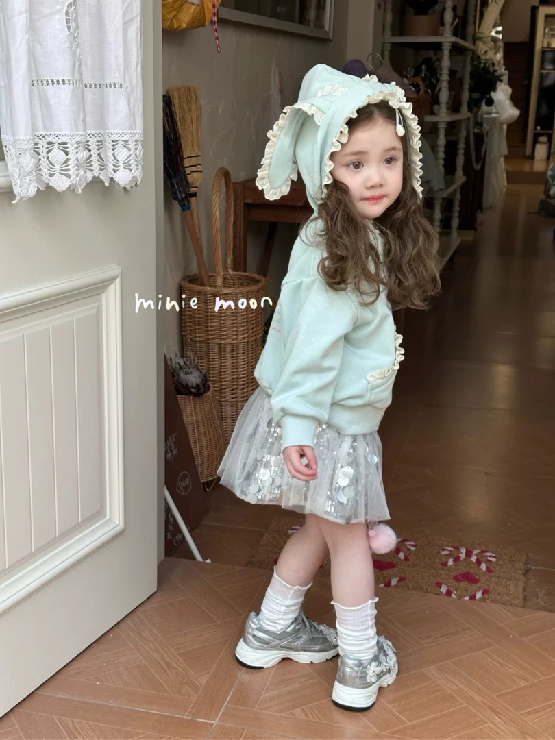 现货【minie moon】25春 女童兔耳朵连帽卫衣外套