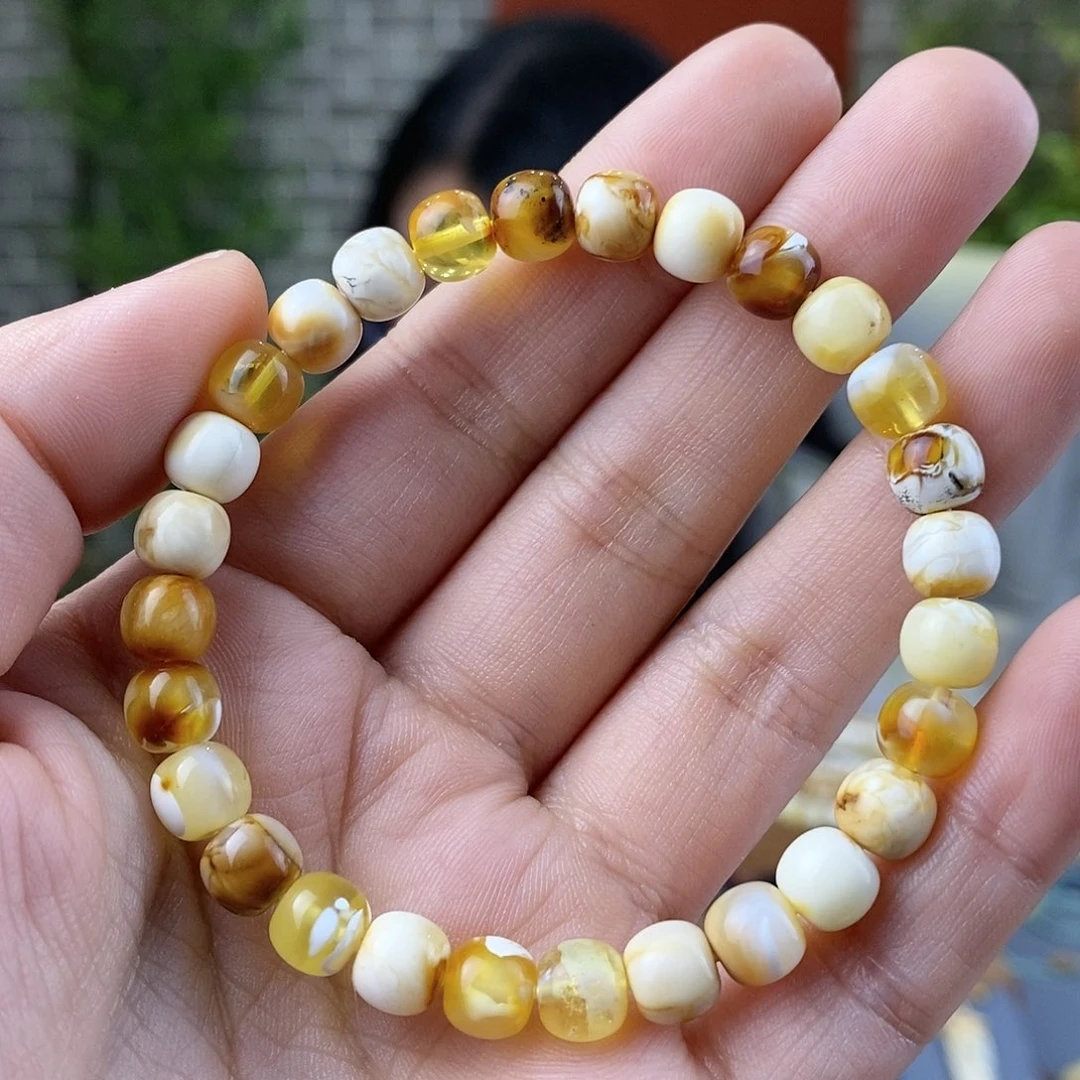 蜜蜡裸石未镶嵌蜜蜡手串7.0mm