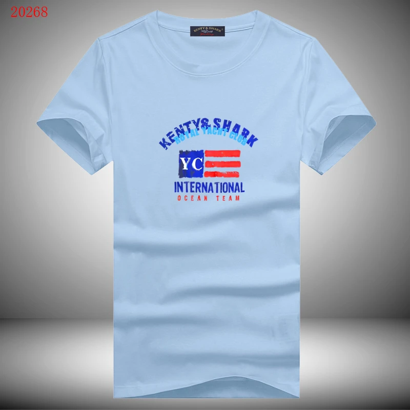 肯迪鲨鱼时尚男士印花中青年身圆领短袖纯棉打底T恤半袖夏季t恤