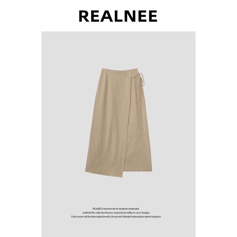 【中古集市】“纯天然亚麻裙”系带一片式休闲半身裙 RLMMP4BQ04153