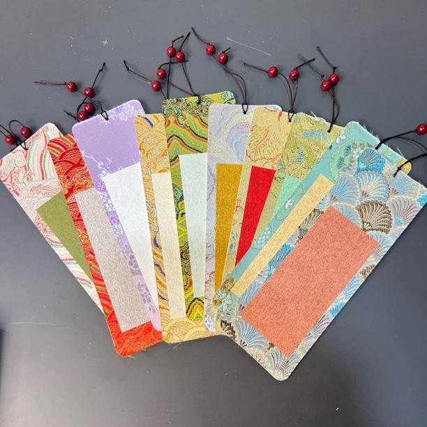 【到手5包】宋锦书签全熟褚笺内心带红豆流苏