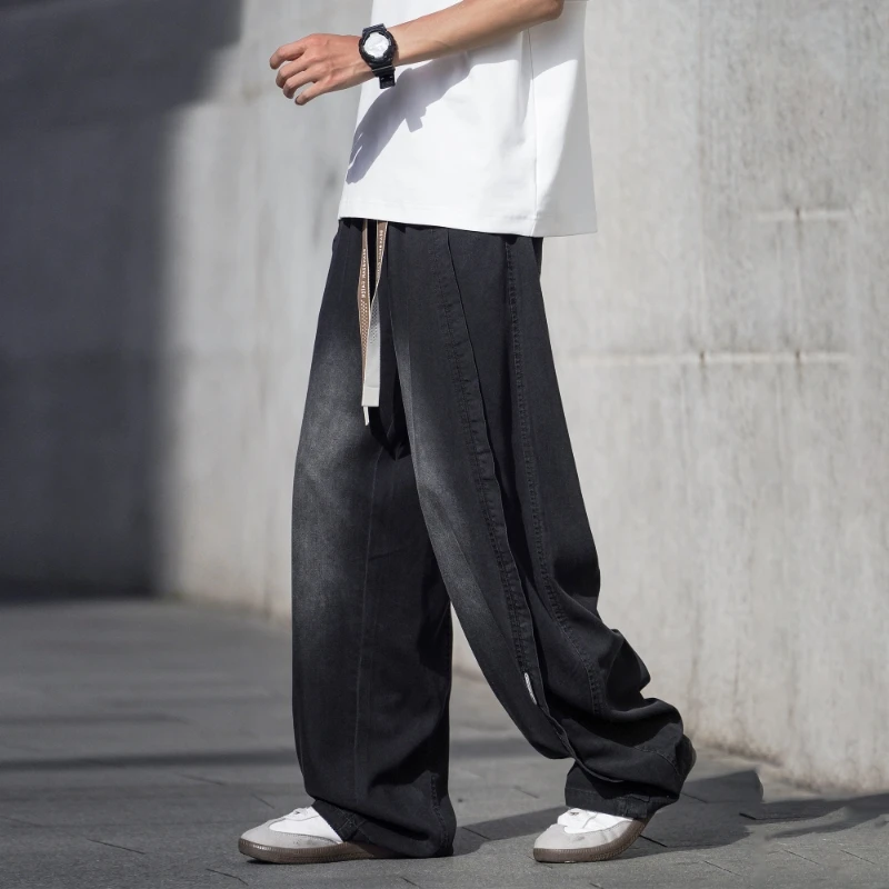 大码男装夏季新款莱赛尔加肥加大天丝速干工装长裤直筒裤轻薄透气