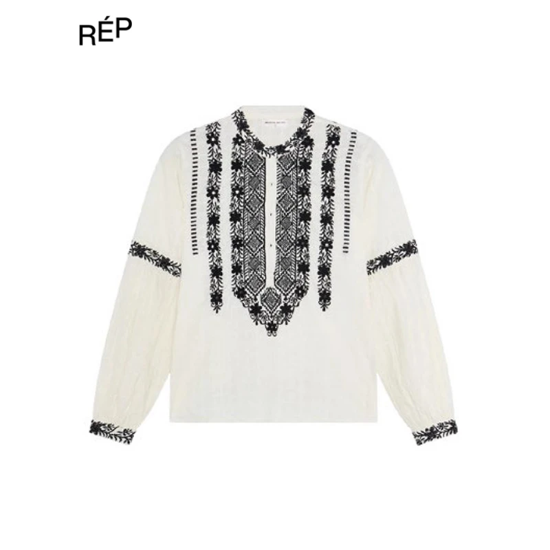 REP-MAISON HOTEL设计师品牌白色花纹圆领上衣 25FW秋冬新品