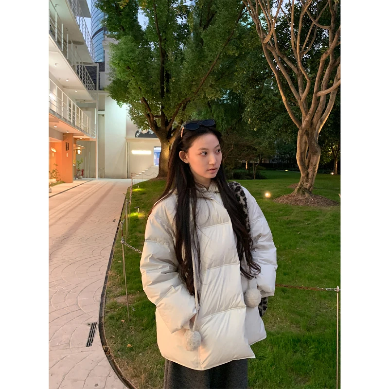 【阳光暖感】羽绒服 时尚百搭通勤秋冬奶茶御寒连帽羽绒服254B4215