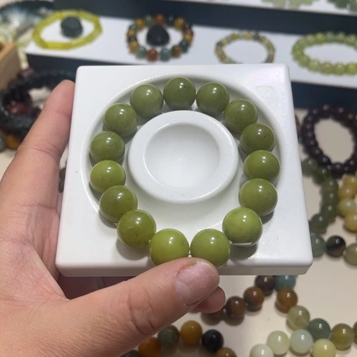 蛇纹石玉未镶嵌手链卡15