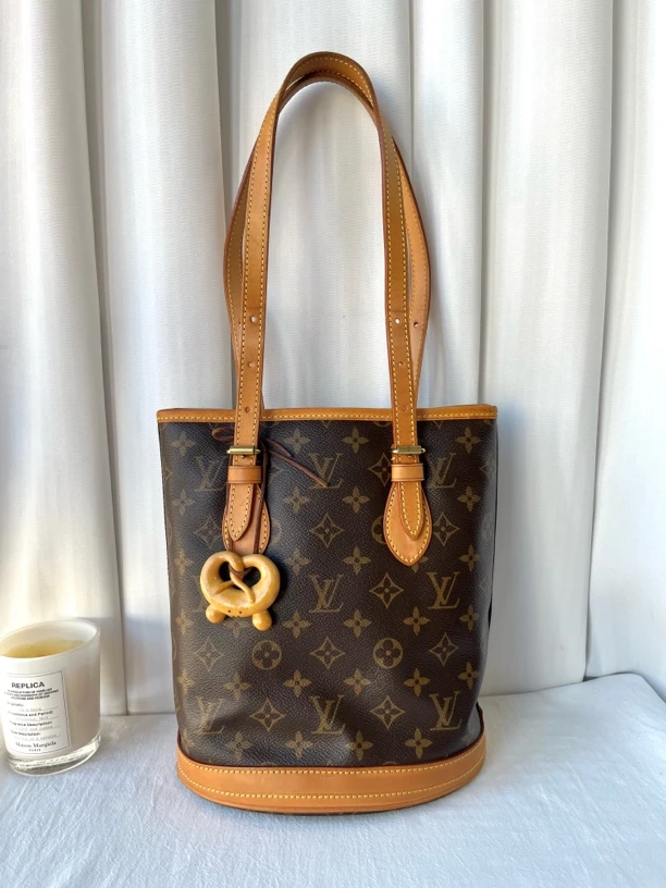 95新 LouisVuitton/路易威登 LV经典老花水桶包手提单肩腋下包