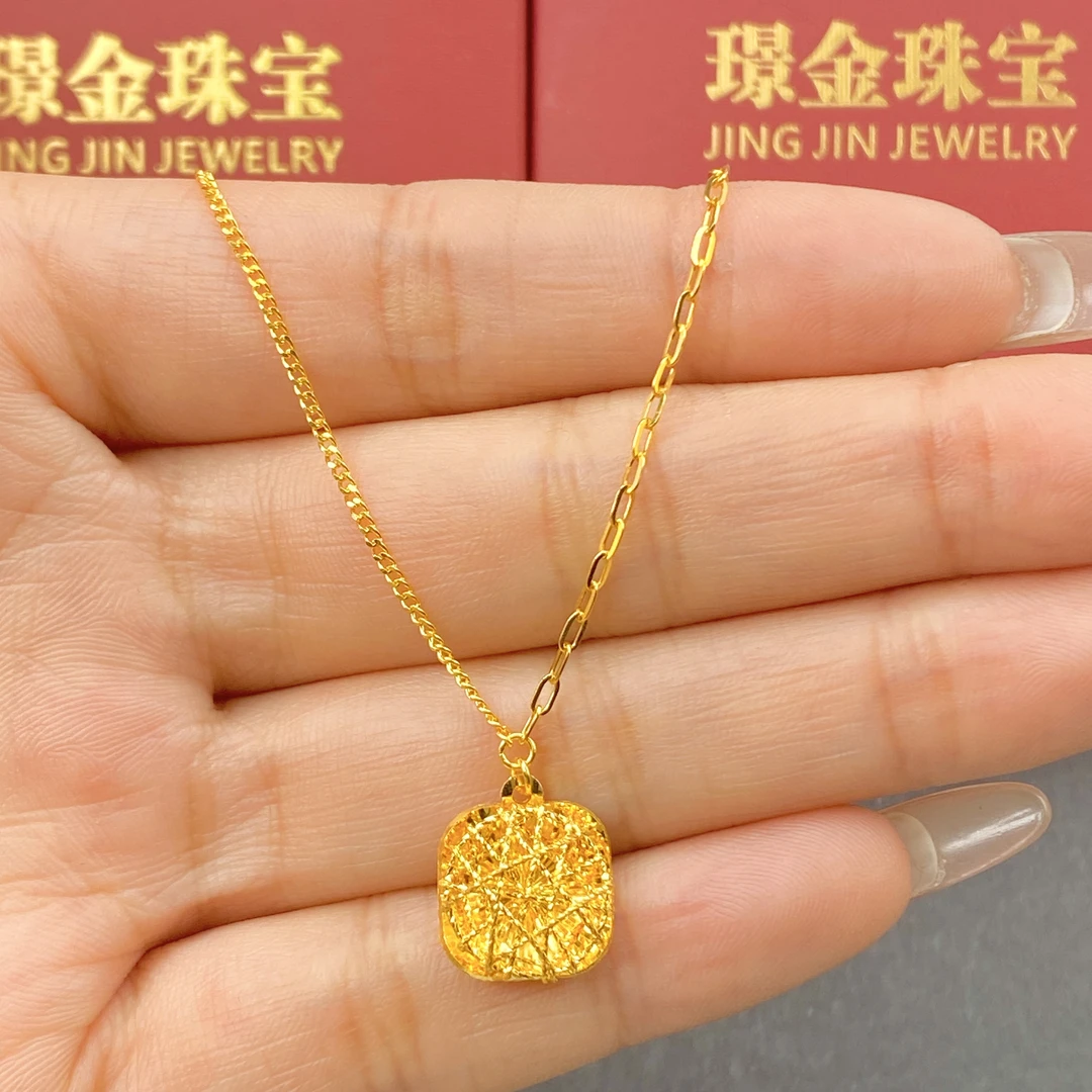 璟金珠宝足金999黄金爆闪拉丝方糖项链有延长链金重5.61g