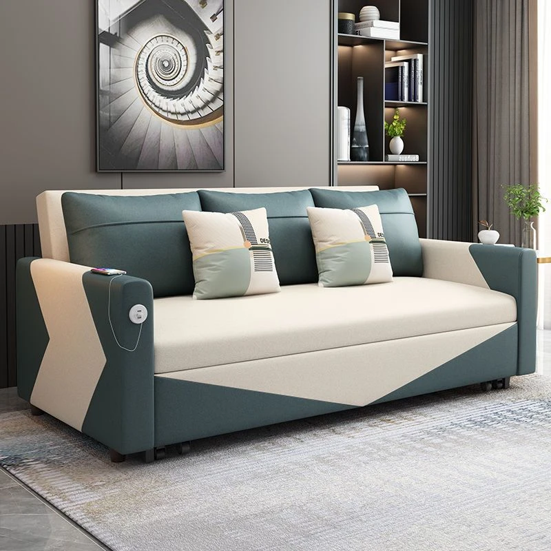 可折叠沙发床科技布多功能两用双人小户型客厅储物布艺免洗轻奢