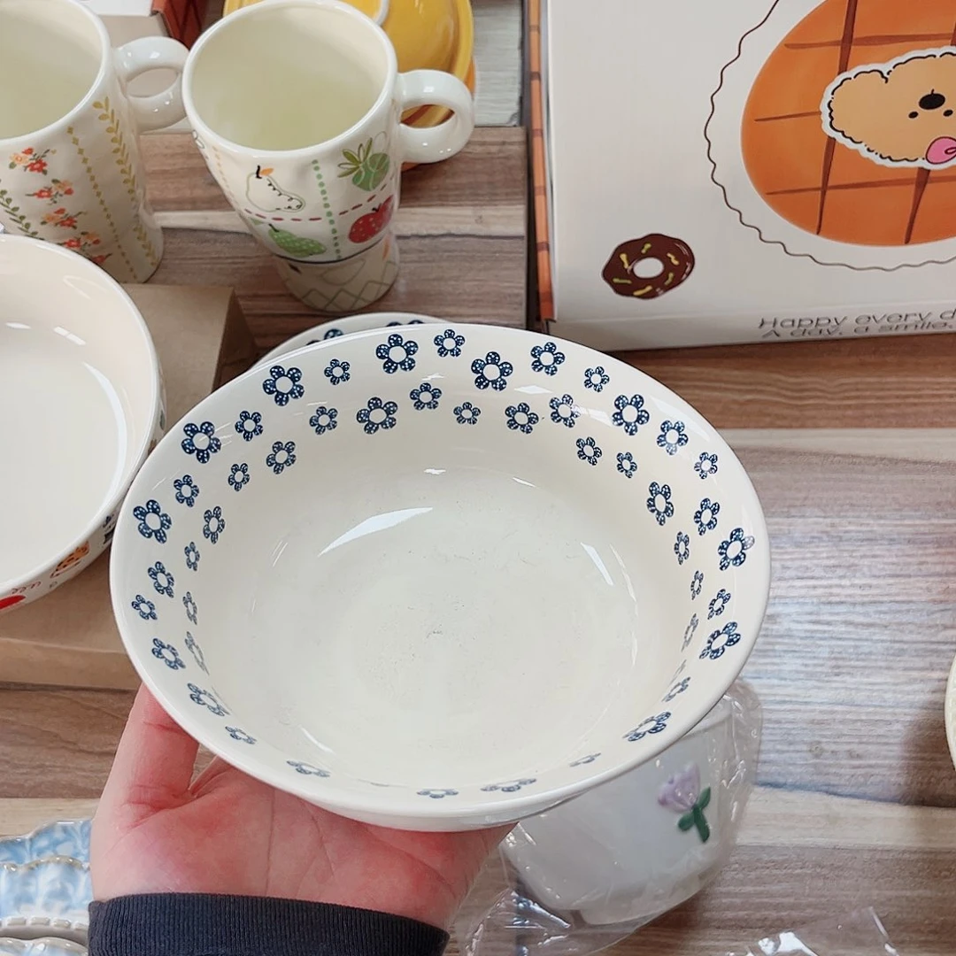 陶瓷6寸小蓝朵陶瓷餐具系列