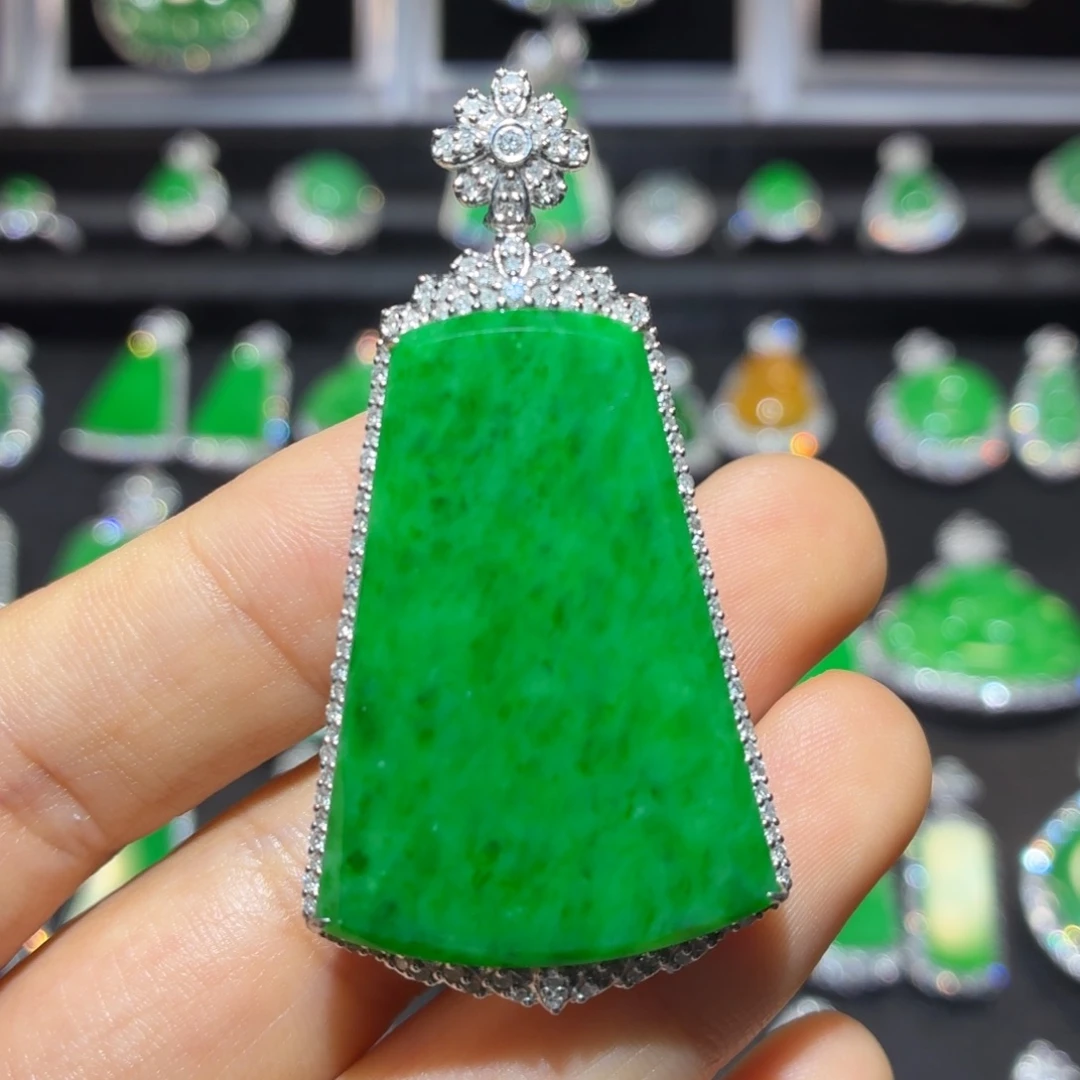 翡翠18K金镶嵌吊坠(不含链)翡翠