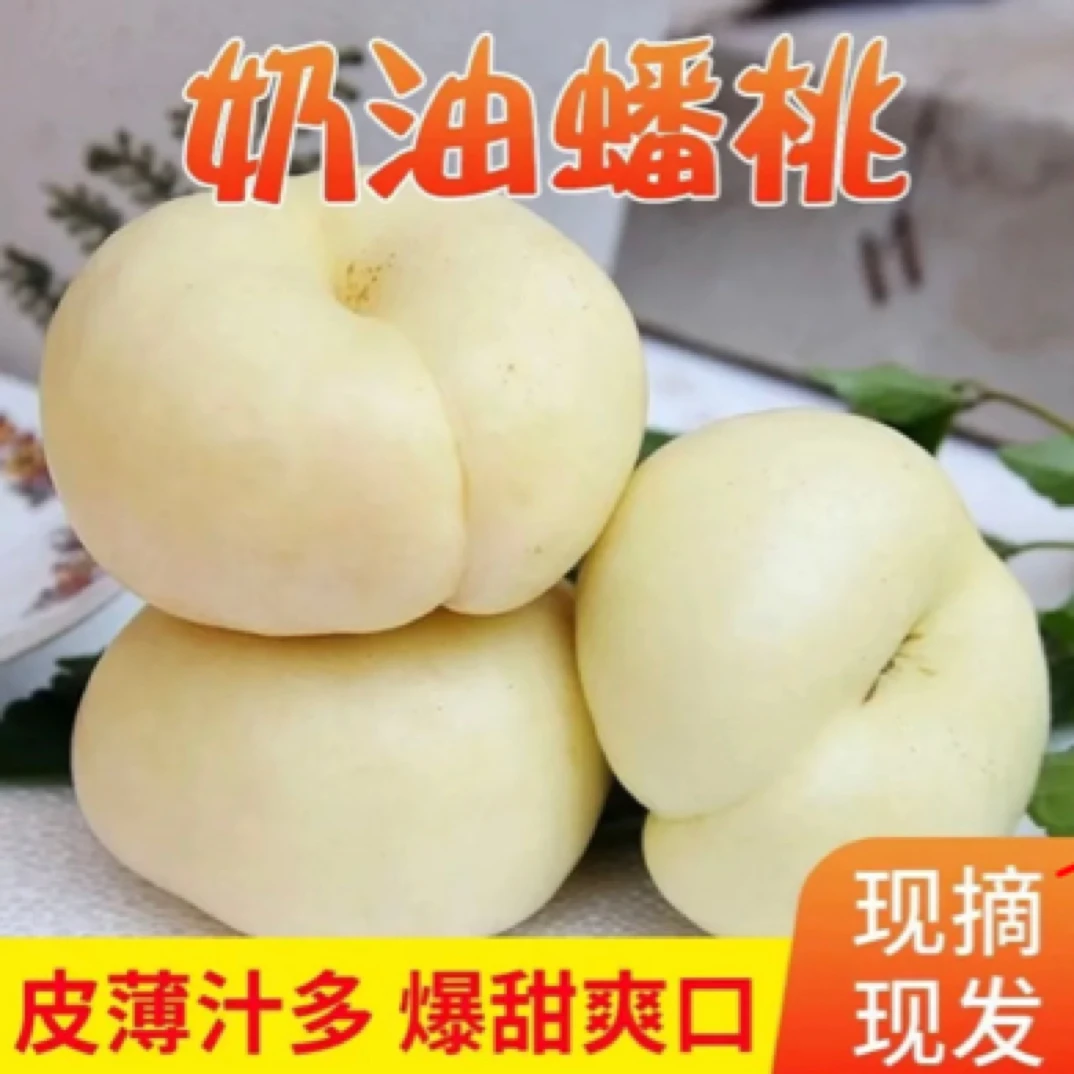 山东蒙阴奶油蟠桃新鲜应季现摘现发脆甜多汁桃子