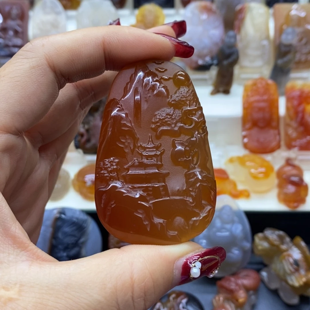 未镶嵌吊坠(赠链)玛瑙/玉髓深***思吊坠