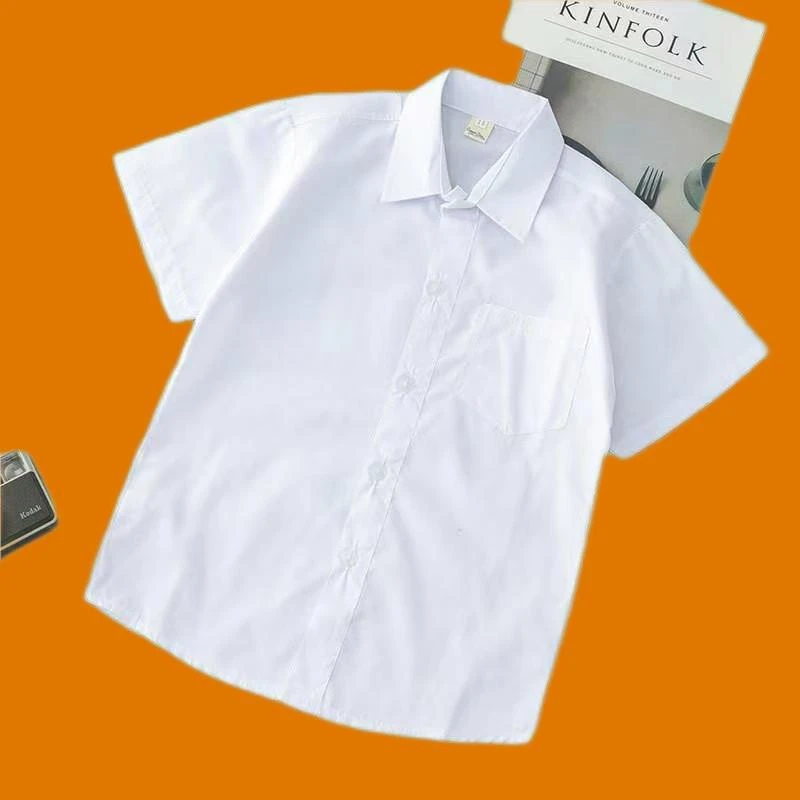短袖男女孩短袖校服白衬衫儿童女童白衬衣表演服学生潮酷痞帅童装