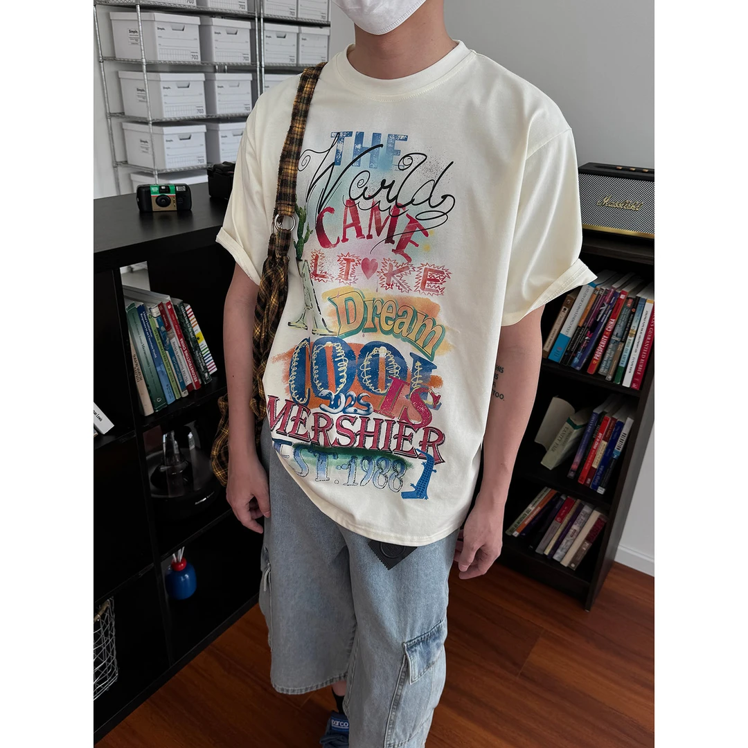 19studio WAYNEPRINCE趣味印花短袖T恤男女宽松情侣百搭休闲上衣t