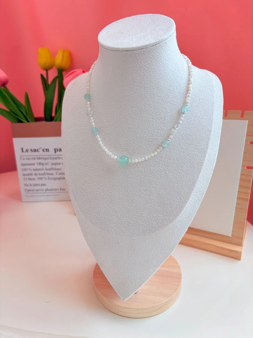 原创小众天然石冰川映湖项链JS97