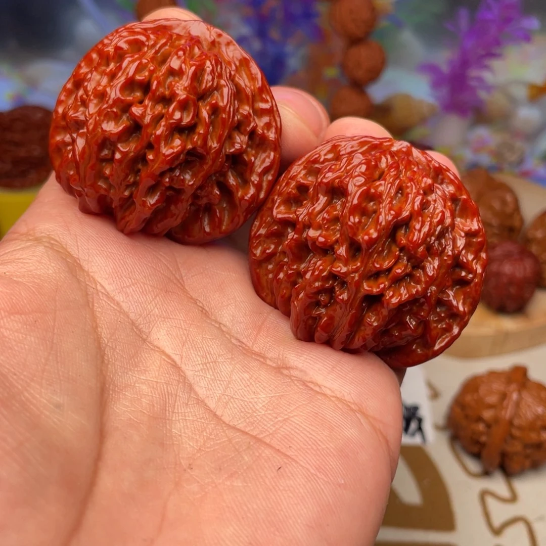 文玩核桃把件四座楼红边46肚 42