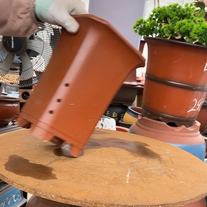 17红泥切角四方花盆紫砂花盆