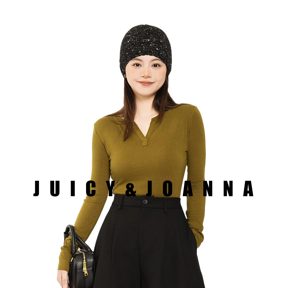 JUICY&JOANNA/橘子樱桃多色V领长袖针织打底衫