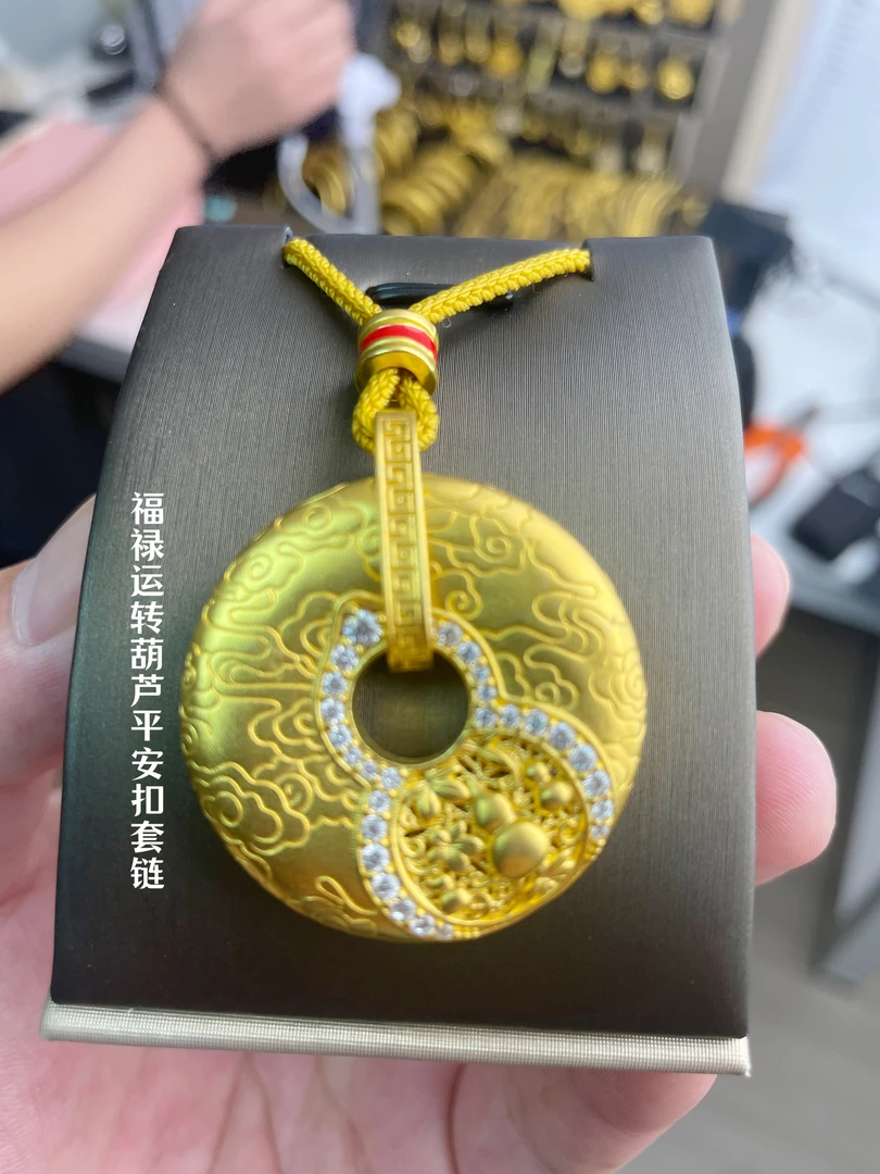 吊坠足银 【福禄运转葫芦平安扣套链】点钻古法时尚百搭葫芦吊坠