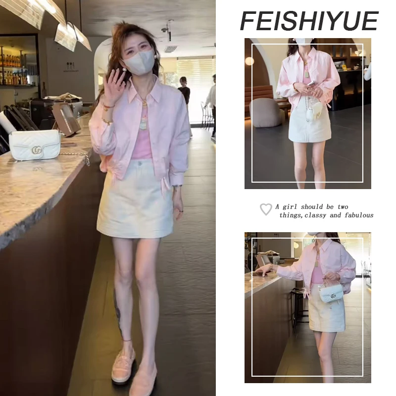 今年流行一整套2025新款立领款长袖衬衫上衣半身裙两件套