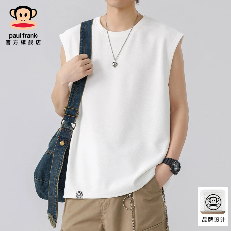 PaulFrank/大嘴猴美式新款坎肩背心男士夏季休闲宽松薄款百搭短袖