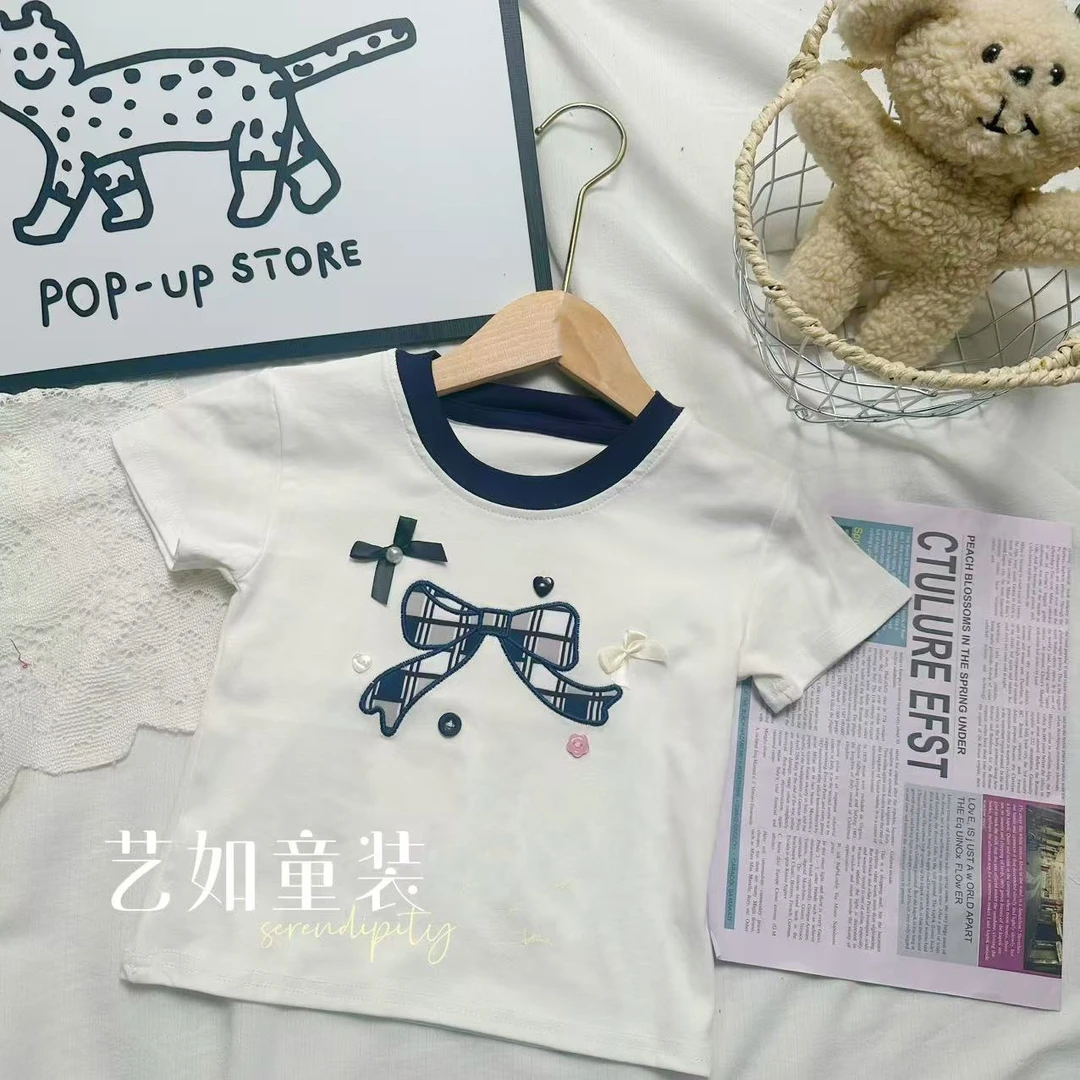 番茄家*【简约时尚】夏季上新简约款立体蝴蝶结T恤D-W706