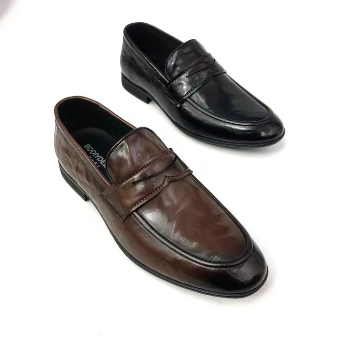 春夏时尚新款男士一脚蹬舒适乐福鞋商务休闲马衔扣百搭真皮懒人鞋