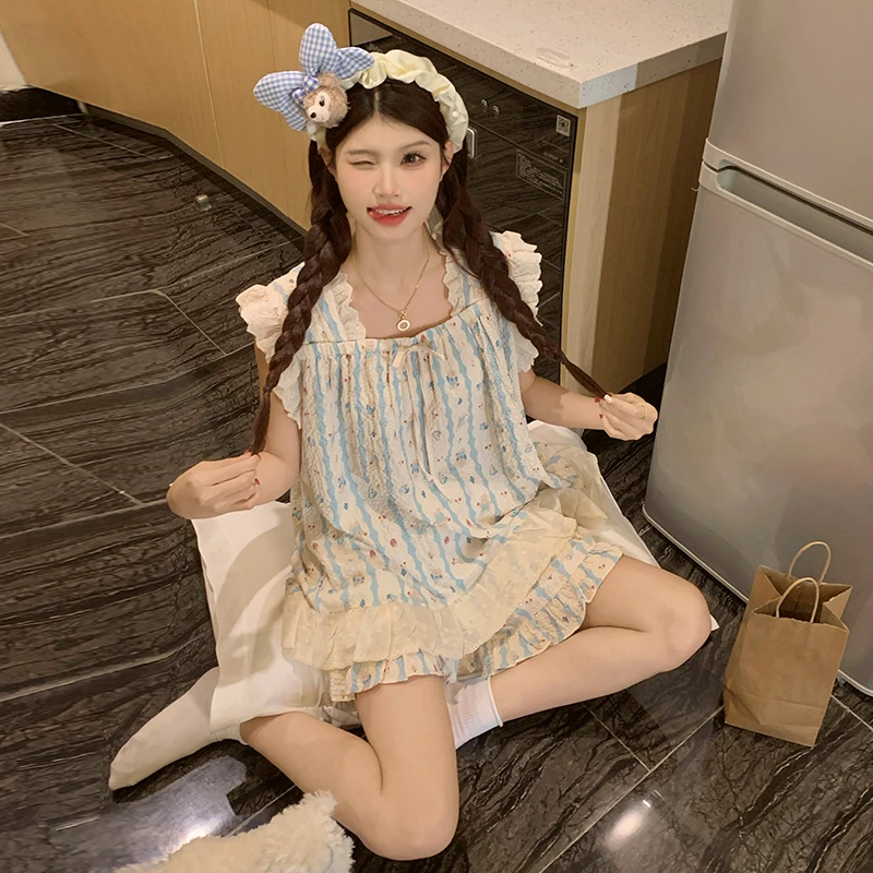 睡衣女夏季吊带背心薄款可爱外出2025新款甜美家居服两件套装小熊