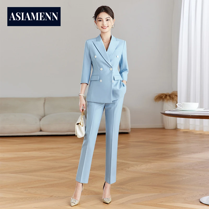 高级感西装套装女2025新款夏季薄款小个子职业正装七分袖休闲西服