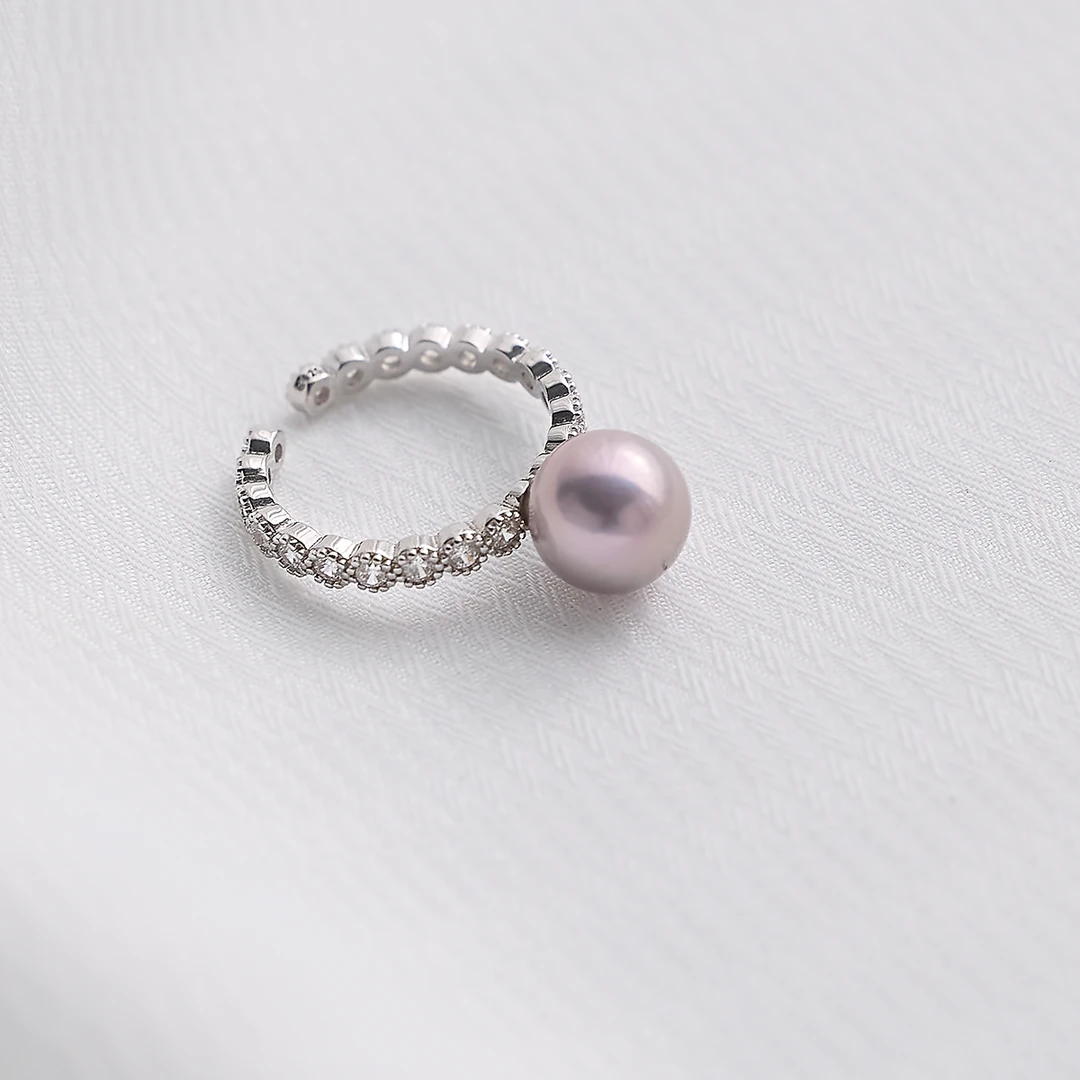 【涵涵】淡水紫珠戒指珍珠点位9-10MM配件S925银多样性发货发一