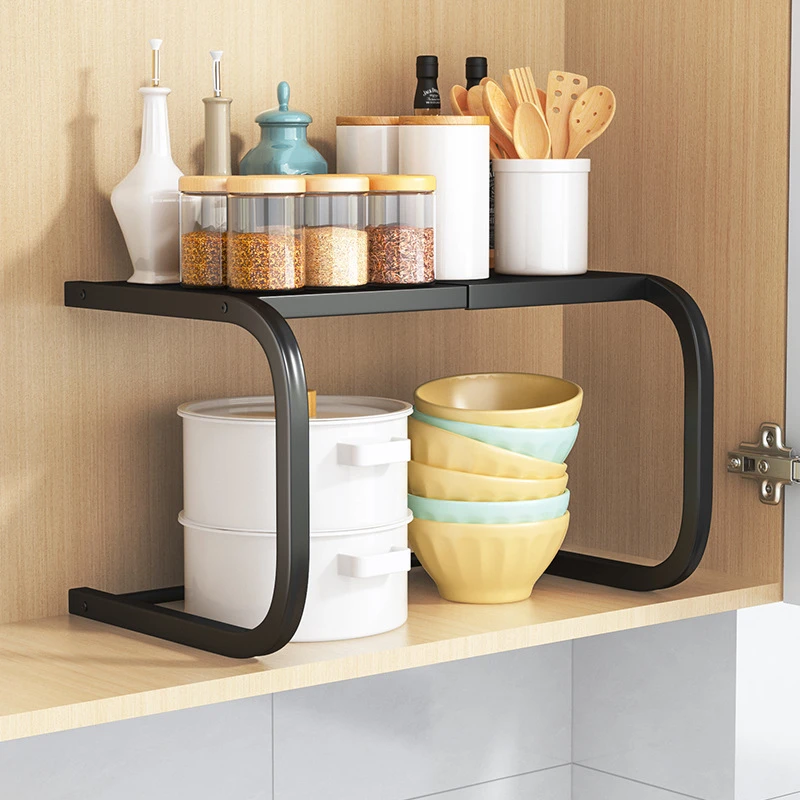 厨房微波炉置物架多功能家用双层书架打印机架子台面烤箱收纳支架