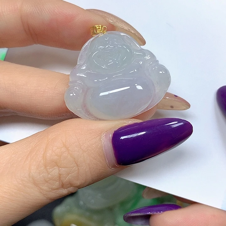 翡翠18K金镶嵌颈饰挂件