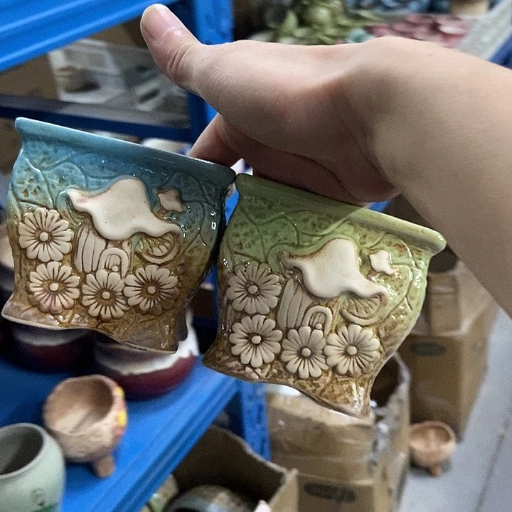 花盆单场满9.9发货10.5*9.5蓝绿