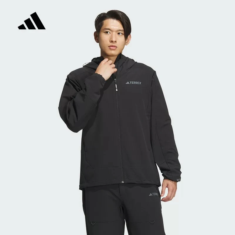 adidas/阿迪达斯男子户外运动抗风透湿疏水连帽衣JE8282