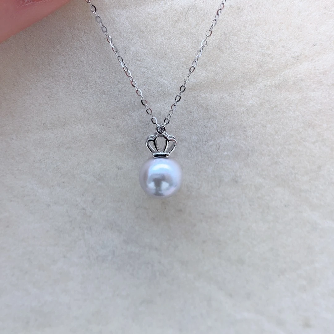 海水珍珠8.5mm真多麻吊坠银S925镶嵌
