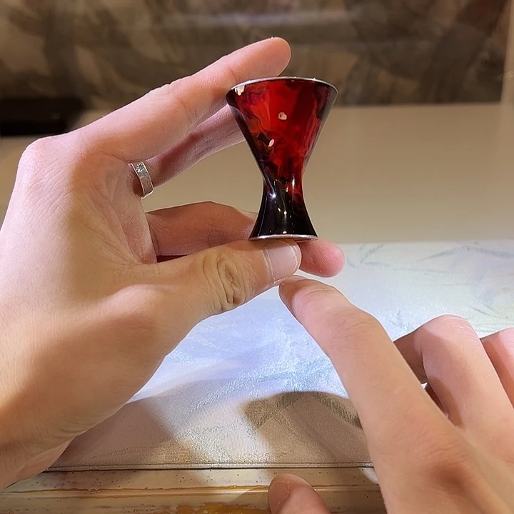 大漆工艺漆包银品鉴杯小