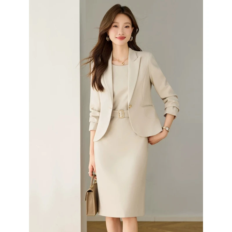 西装套装女秋季2025新款高级感超好看连衣裙两件套职业装西服外套