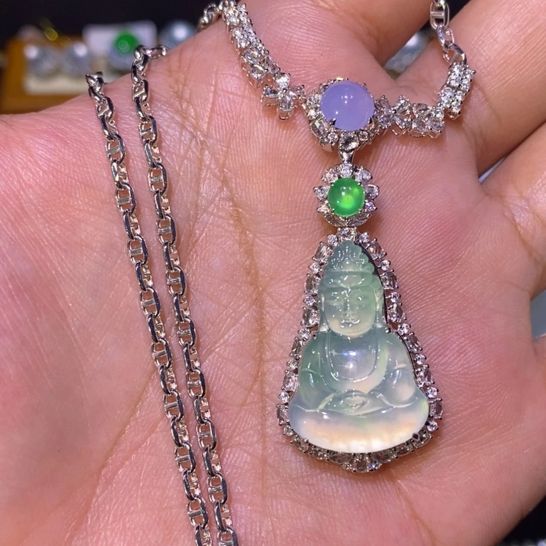 【闪购商品】吊坠(不含链)18K金镶嵌翡翠