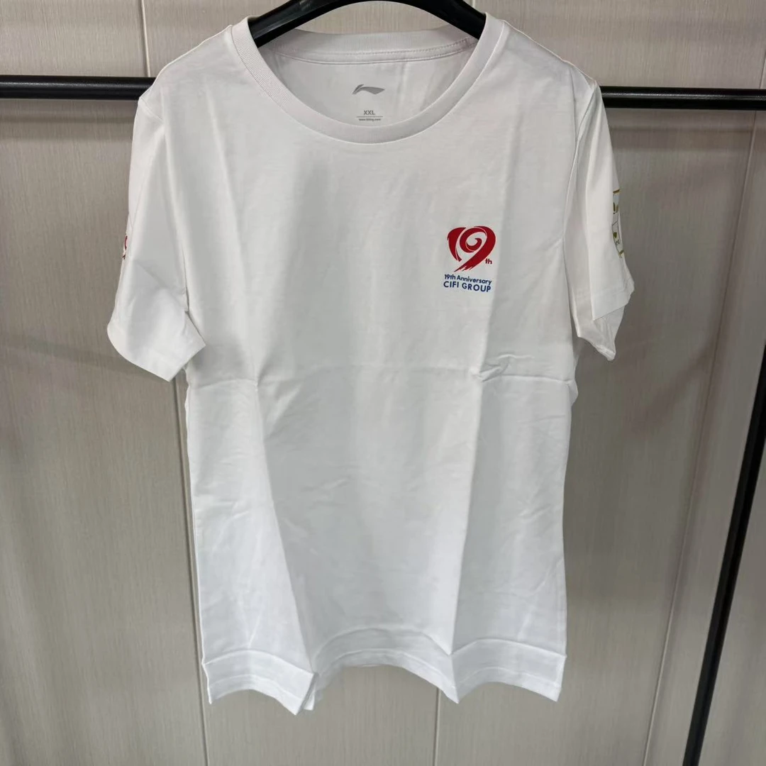 《B品以直播展示为主》李宁女圆领运动T恤印花简约白色上衣AHSP454