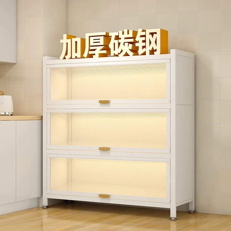 家用防尘厨房置物收纳柜带门儿童收纳客厅厨房多层落地储物柜