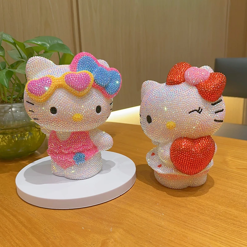 diy贴钻hellokitty玩偶凯蒂猫手工DIY粘钻材料包满钻kt猫摆件公仔
