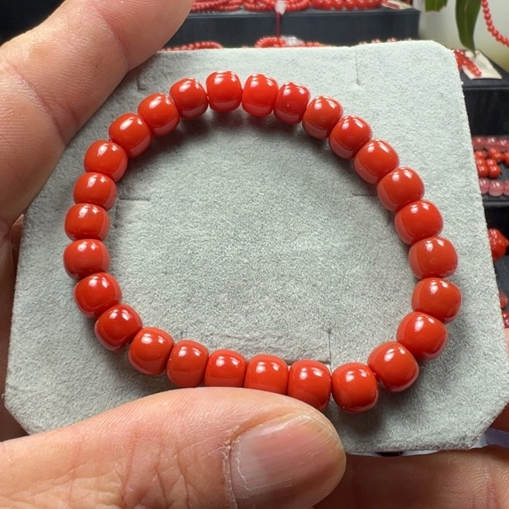 南红玛瑙天然原矿单圈老型7.6未镶嵌