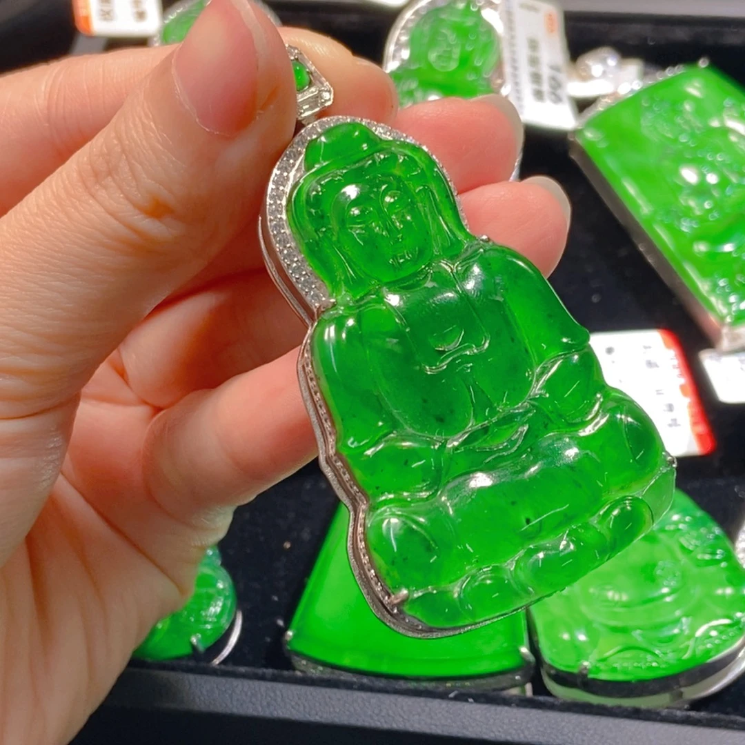 翡翠银S925镶嵌吊坠(不含链)