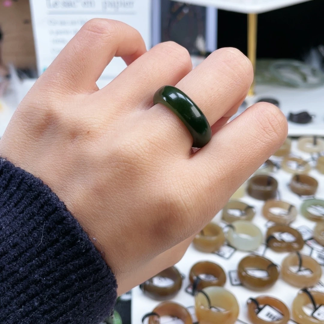 和田玉未镶嵌戒指P24红皮细条17.1不退换