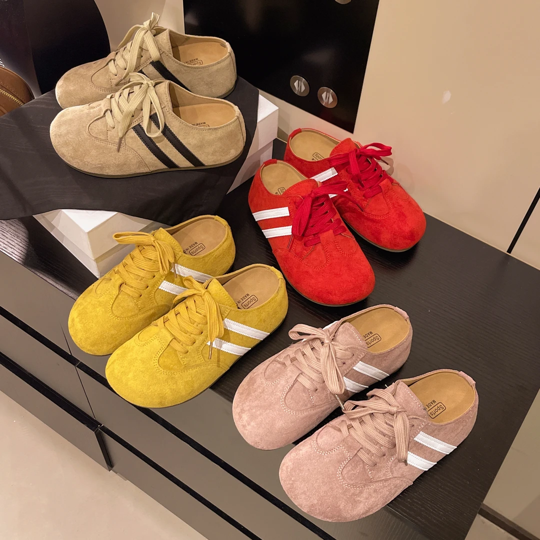 厚底包头半拖鞋女夏季外穿2025新款复古内系带一脚蹬百搭勃肯鞋潮