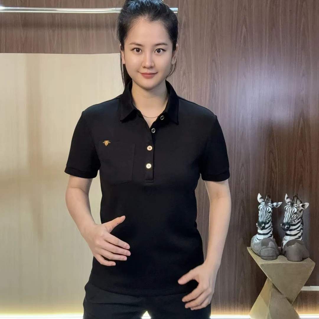 【超时速男装短袖】夏季新款小蜜蜂刺绣高级感黑色男士Polo衫7062