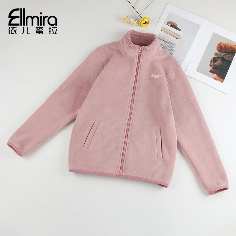 8877女童外套冬装加绒加厚毛绒上衣开衫立领2024新款大童