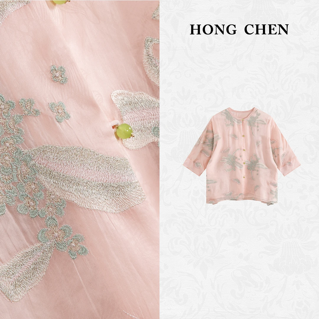 【虹辰·欧根锻刺绣提花】高端桑蚕丝气质高级感时尚优雅贵气-HC1329