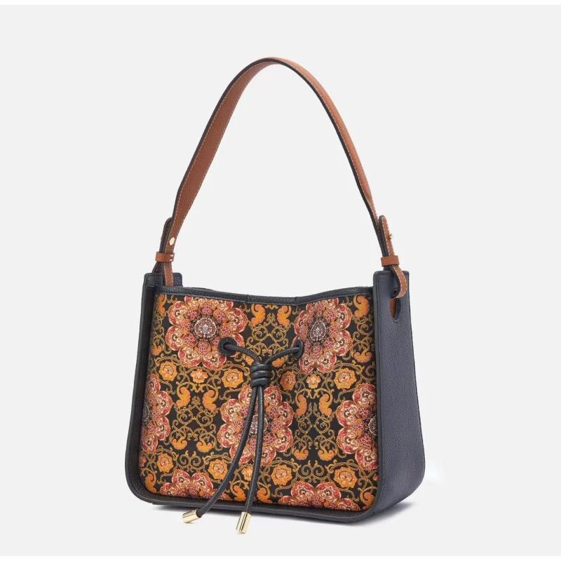 黑色大运锦非遗新呀式国风复古 手提单肩斜挎女包FJ210675